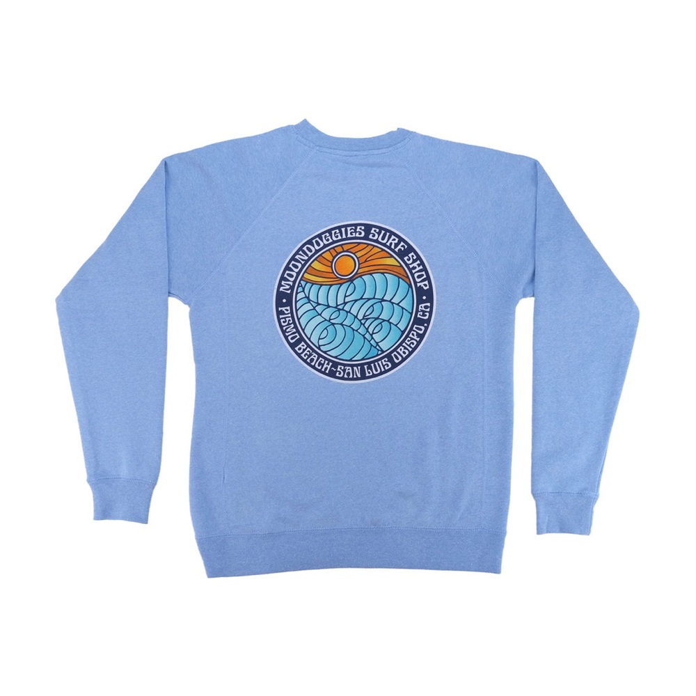 Moondoggies Beach Club Line Up Crewneck Sweatshirt with Ribbed Cuffs Size Medium